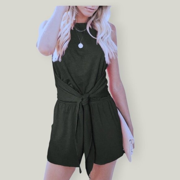 Cute Zesica High Neck Halter Romper Shorts - Picture 6 of 14